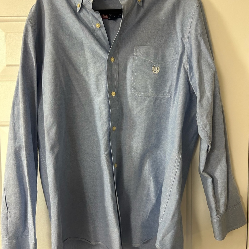 Chaps Light Blue Casual Button Down Shirt